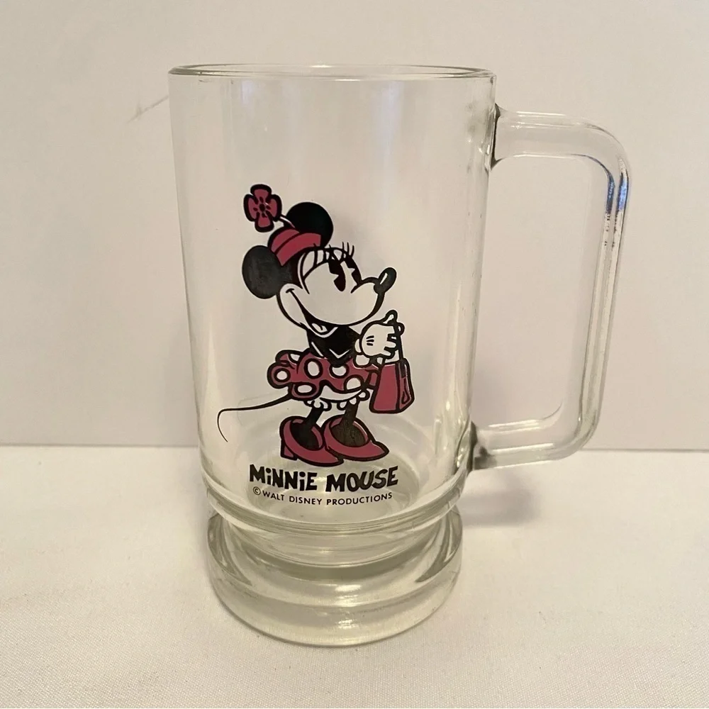 Walt Disney Productions Minnie Mouse Glass Mug Vintage 1970's